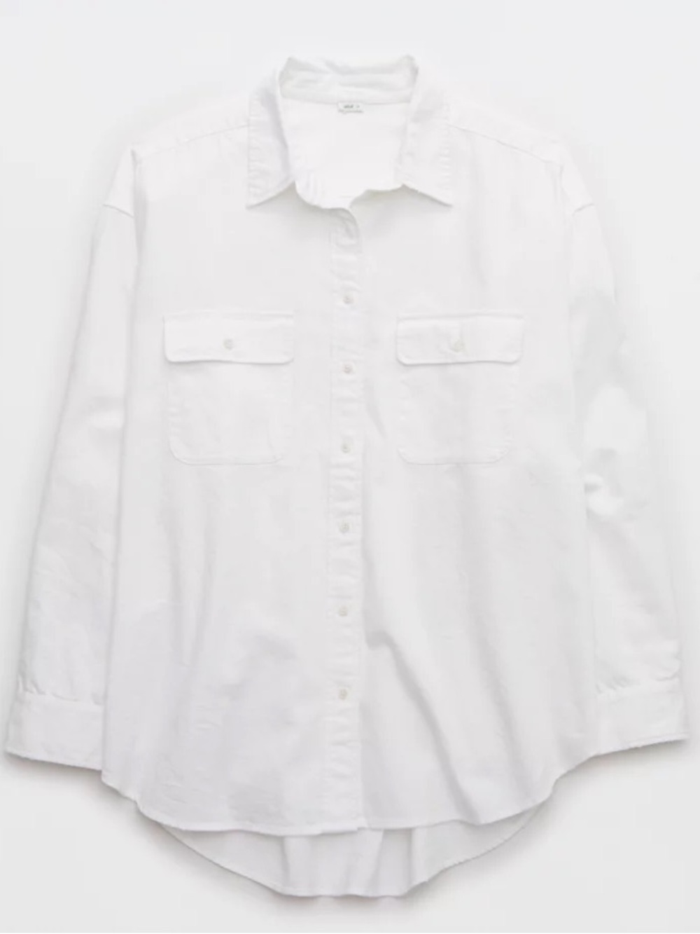 Women’s White Aerie Anytime Fave Oversized Cotton Shirt Large - Picture 2 of 6